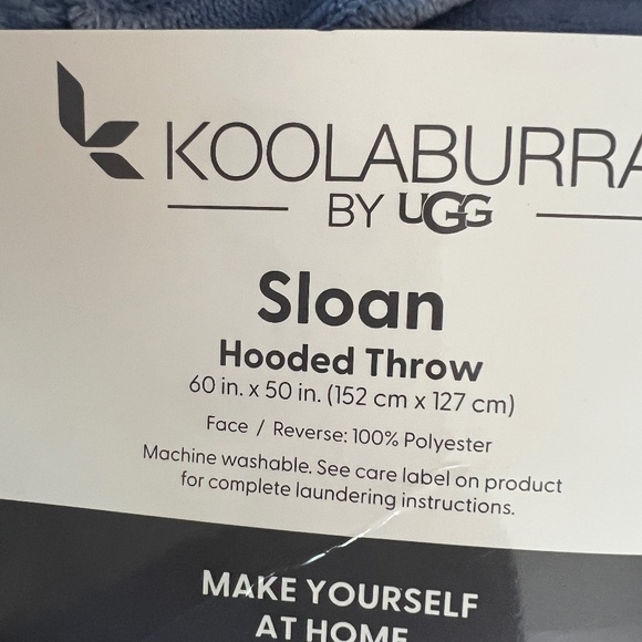Koolaburra By Ugg Sloan Hooded Throw Blanket Stonewash Gray/Blue 60"x50" NWT - Picture 2 of 6